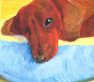 Detail from one of David Hockney's dachshund paintings 1995